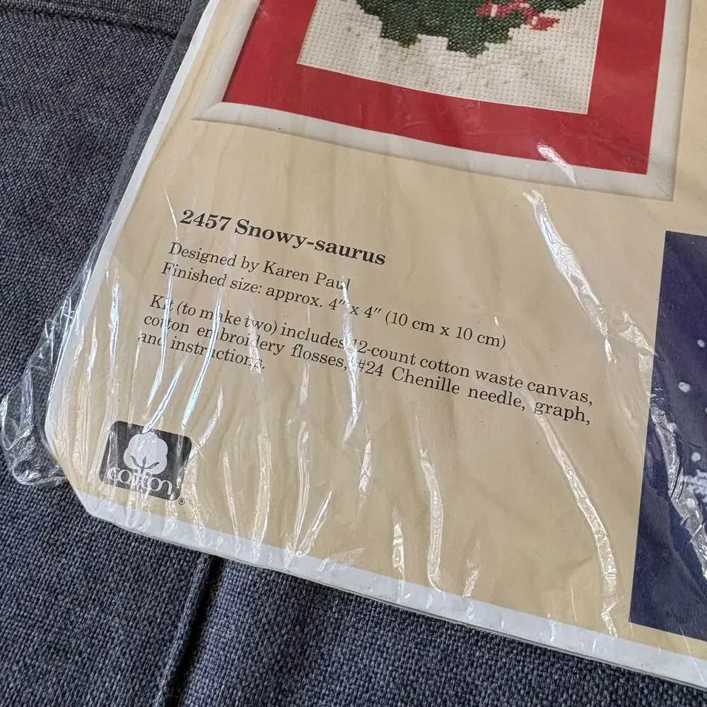 Snowy-saurus 2457 Vintage Counted Cross Stitch Kit by The Creative Circle - 1989